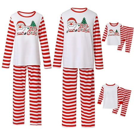 

Christmas Family Pajamas Outfits Mom Dad Kids Pajamas Striped Nightgown Top with Merry Christmas Print Pants Sleepwear Loungewear
