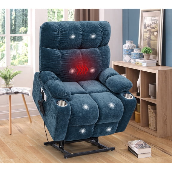 Miekor Furniture Dual OKIN Motor Power Lift Recliner Chair for Elderly Infinite Position Lay Flat 180° Recliner with Heat Massage 13419