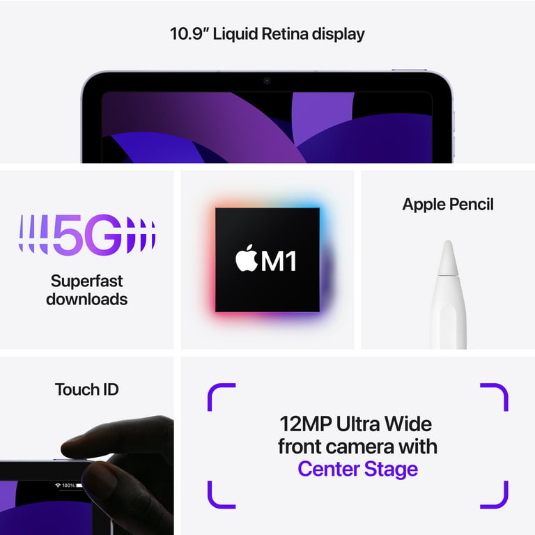 2022 Apple 10.9-inch iPad Air Wi-Fi 64GB - Purple (5th Generation