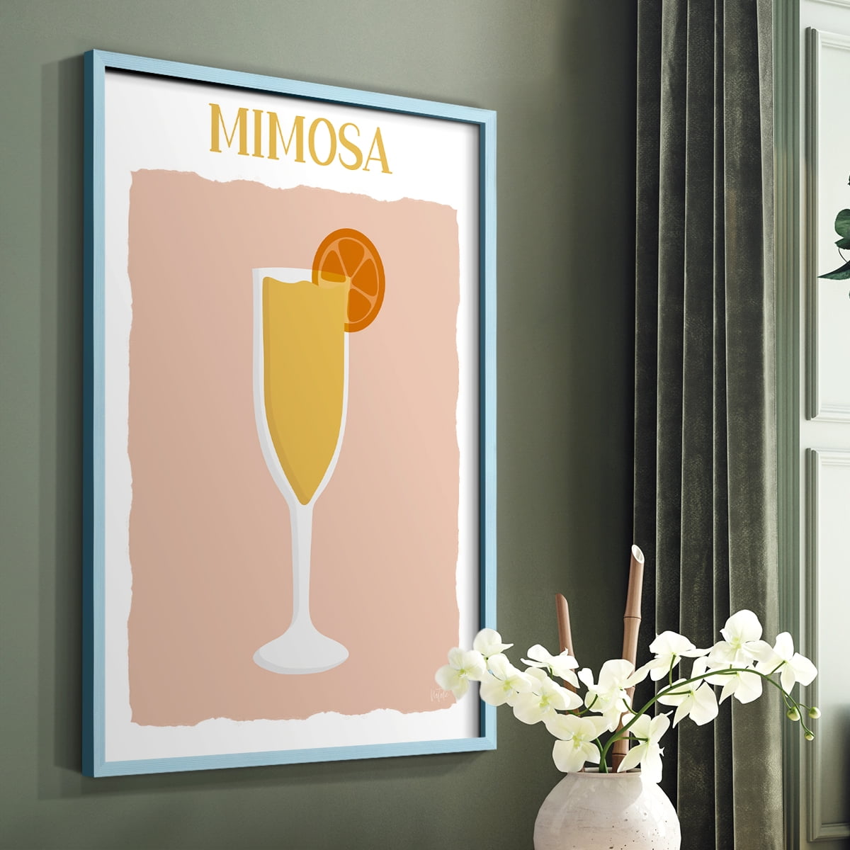 Mimosa in Blue Solid Wood 8 x 10 Framed Print