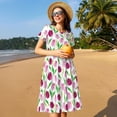thumbnail image 4 of Bingfone Tulips Flowers Print Women’s Short Sleeve Dress, Comfortable Casual Dress, Stylish Summer Dress with Stretchy Fit for Daily Wear, 4 of 6