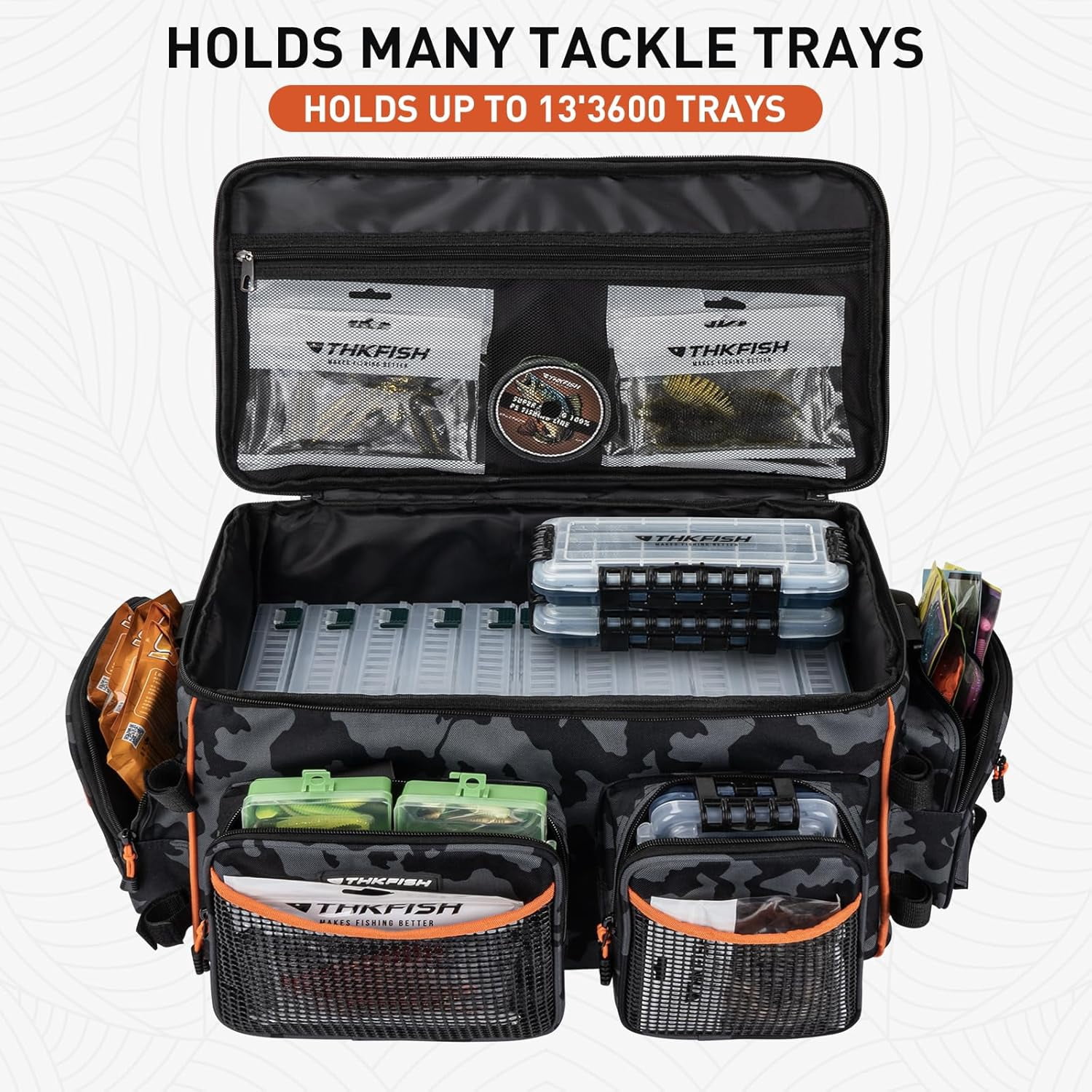 Fishing Tackle Bag for 3600/3700 Box Waterproof Soft Bottom Large Storage with Rod Holders