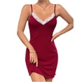 thumbnail image 2 of ZyeKqe Babydoll Lingerie for Women Casual Nightgown Lace Spaghetti Strap Sleeveless V Neck Lightweight Comfy Loungewear Mini Dress, 2 of 8
