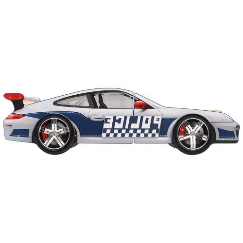 HICOMILA Hero Patrol Police Car Twin Bed ,Policeman Beds, Twin Bed Frame for Boys, LED Headlights, Full Guardrails,Easy Assembly