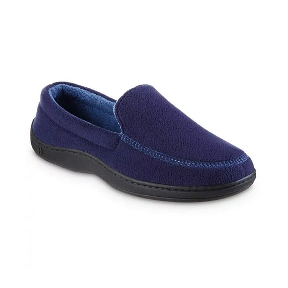 isotoner Roman Recycled Fleece Men's Moccasin Slippers - 92401 (Navy Blue, L)