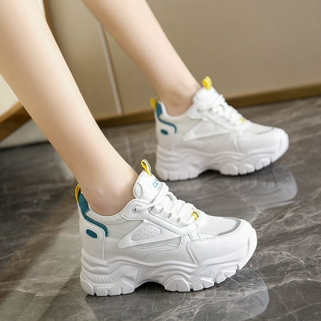 

Women‘s Casual Sneakers Thick Soled Lace-up Running Shoes Inner Height Increasing Shoes
