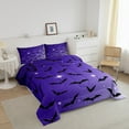 thumbnail image 3 of Bat Comforter Set King Size With 2 Pillow Cases Happy Halloween Quilt Galaxy Glitter Bedding Set Gothic Spooky Purple Duvet Insert Adults, 3 of 6