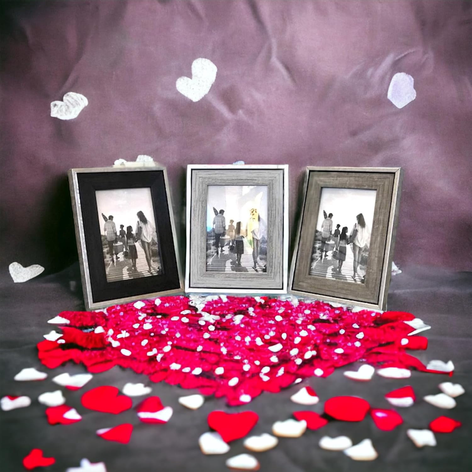 Tasse Verre 5x7" Rustic Picture Frames (3-Pack) Distressed Farmhouse Industrial Table Photo Frame
