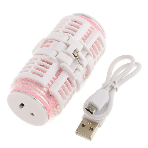 Rodillo de cabellero Térmico USB Rizadores Calientes de cabellero Eléctrico Recargable DIY , Rosado