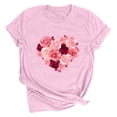 thumbnail image 1 of Meichang Chemises de la Saint-Valentin pour Femmes Imprimé Cœur Manches Courtes Col Rond Hauts de Vacances Décontractés Mignons Pulls Blouses, 1 of 2