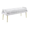 thumbnail image 1 of TOV Furniture Banc Eileen 20.3"H en Velours/acier Inoxydable en Blanc/or, 1 of 5