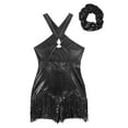 thumbnail image 4 of Alvivi Fringe Dance Dress for Womens Sleeveless Latin Jazz Tango Salsa Tassel Dancewear with Hairband Black S, 4 of 7