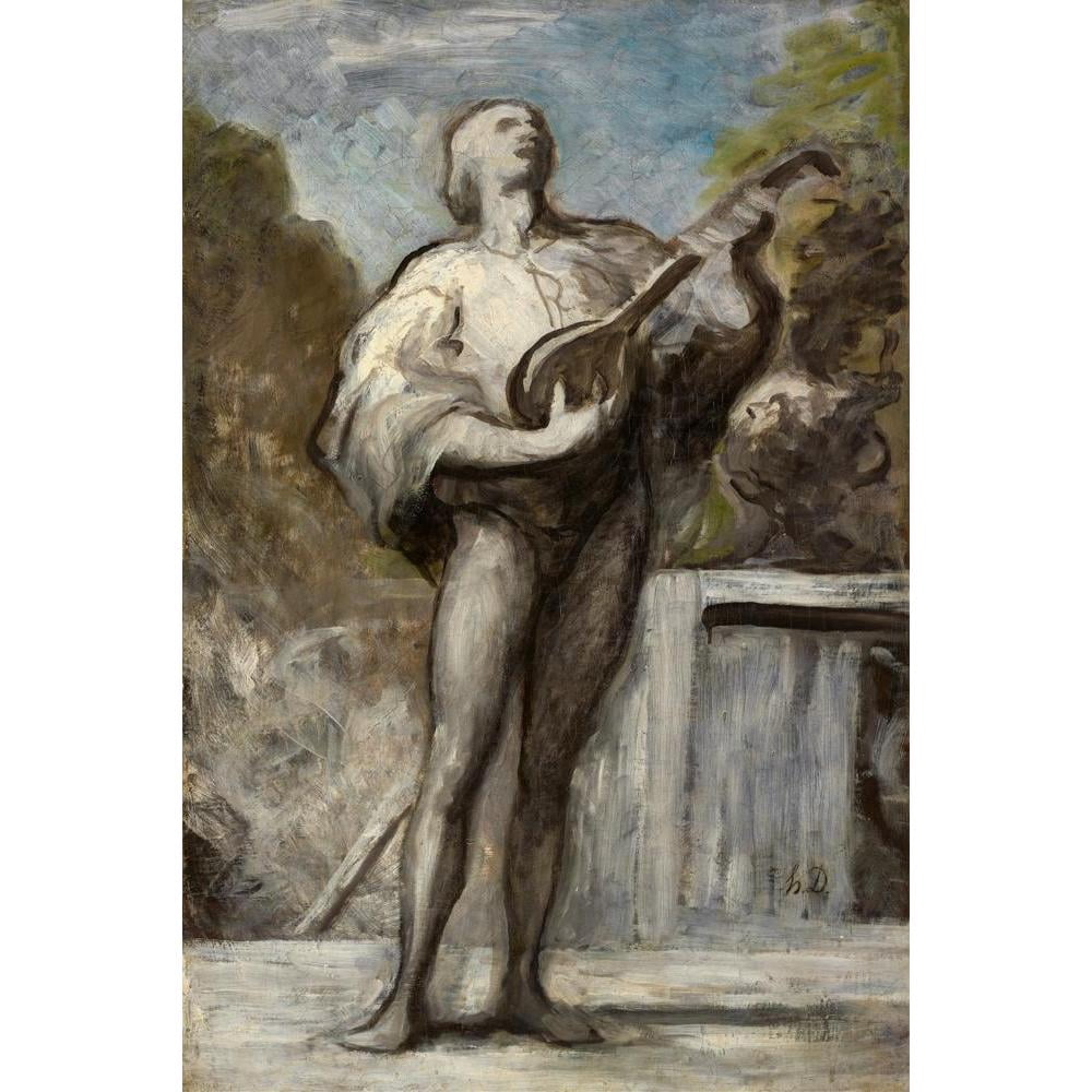 Honoré Daumier 17x24 Black Modern Framed Museum Art Print Titled - The Troubadour (1868-1873)