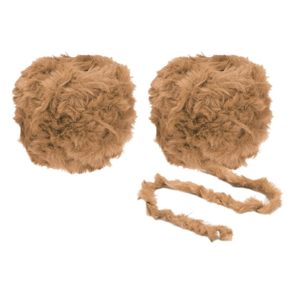 Uxcell 70yds Faux Fur Yarn,2 Skeins Fuzzy Yarn Crochet Fluffy Yarn Soft Chunky Polyester Plush Fur Eyelash,Bear Brown