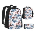 thumbnail image 2 of Naloa Retro Butterfly Print Large Capacity Backpack Lunch Bag Pencil Case Combination 3 Piece Set for Student, 2 of 8