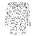 thumbnail image 7 of CYMMPU Summer Fall Dressy Tunic Tops Casual Basic Tees Crewneck Business Work Blouses Shirts Floral Printed 3/4 Length Sleeve 2025 Clothes for Women White XL, 7 of 7