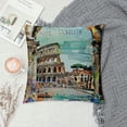 thumbnail image 2 of Orinice  Watercolor Throw Pillow Cushion Cover, Historical Rome Architecture Italy Scene from Tourist Monument European Artwork, Decorative Square Accent Pillow Case,  White, 2 of 5