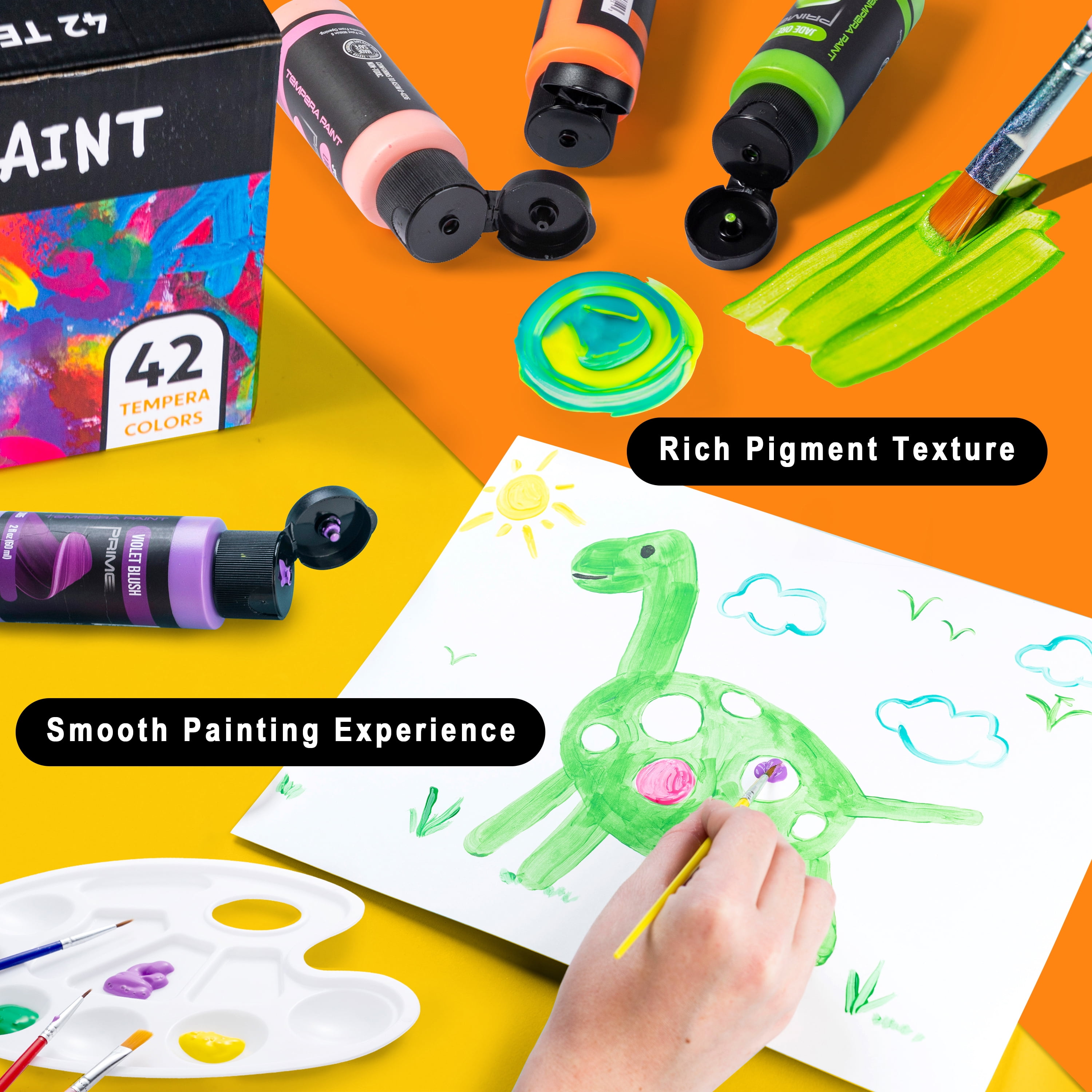 Joyfy 42 Pcs Washable Paint Set for Kids , 2 oz Finger Painting for Toddlers, Back to School Supplies