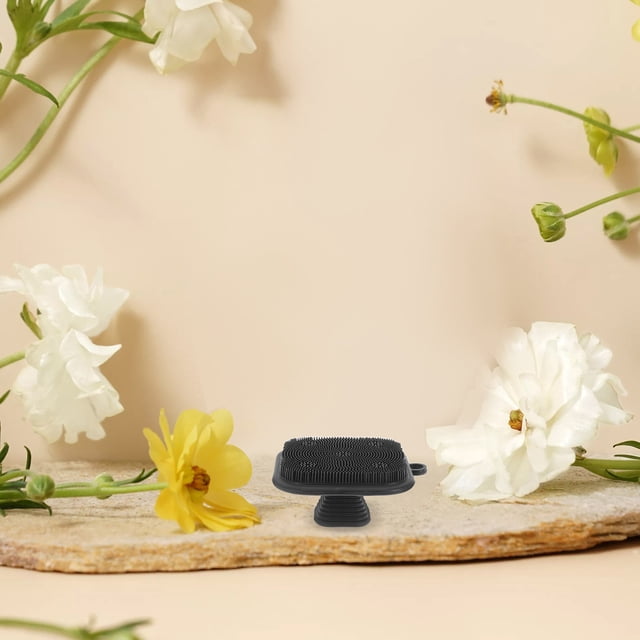 unbranded Cepillo De Masaje Negro De Silicona Para Exfoliar Y Limpiar Y Cuerpo