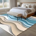 thumbnail image 4 of 8'x10' Area Rugs, Aqua Beige Ombre Indoor Outdoor Area Rug for Living Room Bedroom, Moire Modern Abstract Art Geometric Washable Bathroom Rugs Kitchen Floor Carpet Mats Home Decor Aesthetic, 4 of 8