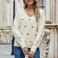 thumbnail image 6 of NAYTOAO Women Valentine Heart Sweater V Neck Embroidery Knit Casual Long Sleeve Ribbed Pullover Fall Winter Sweaters, 6 of 8