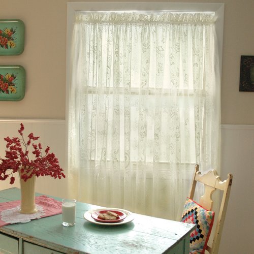 Heritage Lace Ivy Graphic Print & Text Sheer Rod pocket Single Curtain