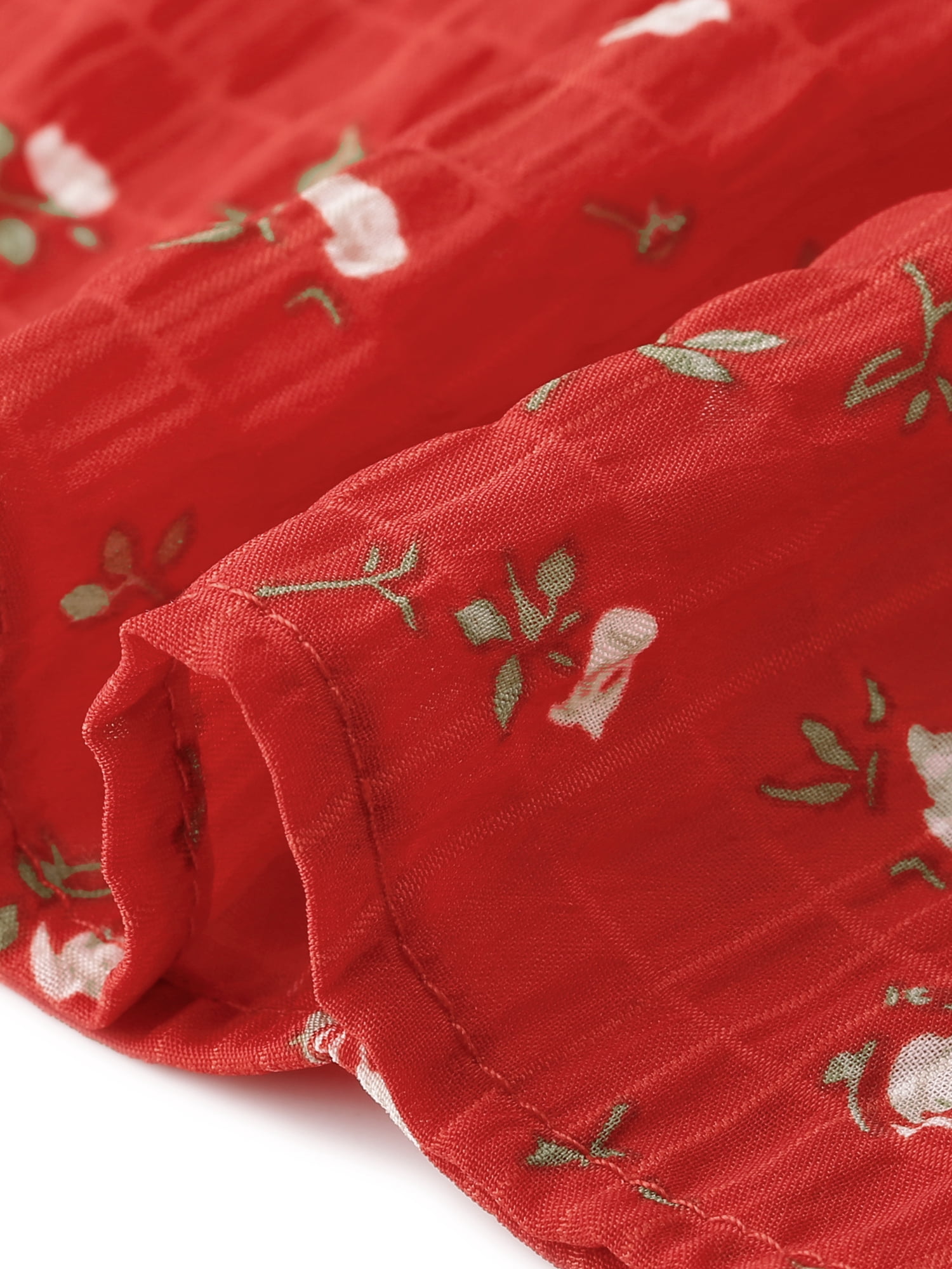 DARING DIVA Women's Plus Tops Floral Crew Neck Pleated Front Tulip Sleeve Blouse 4X Red