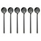 thumbnail image 1 of PTOOTP 6 cucharas redondas de acero inoxidable de 13 cm con mango largo, para café, azúcar y postres (cortas, negras), 1 of 7