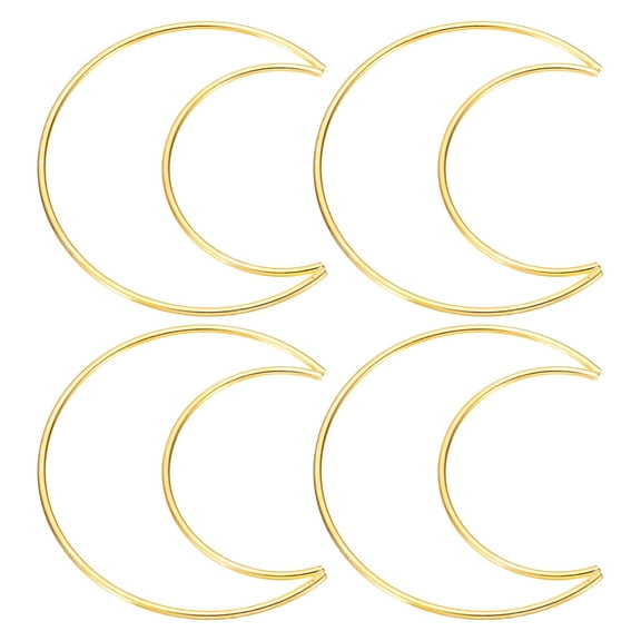 Uxcell 4 Inch Moon Dream Catcher Rings, 4 Pcs Metal Christmas Macrame Wreath Floral Ring Hoop, Gold
