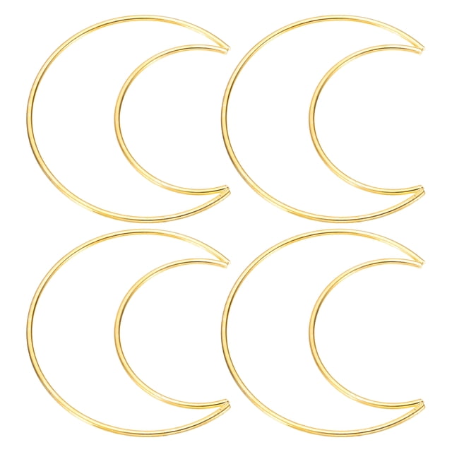 Aros de atrapasueños de luna de 4 pulgadas Uxcell, 4 piezas de aro floral de macramé de metal para Navidad, dorado