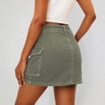 thumbnail image 4 of SONXAHE Dual Button Waist Cargo Mini Skirt for Women Side Cargo Pocket Street Daily Denim Skort, 4 of 6