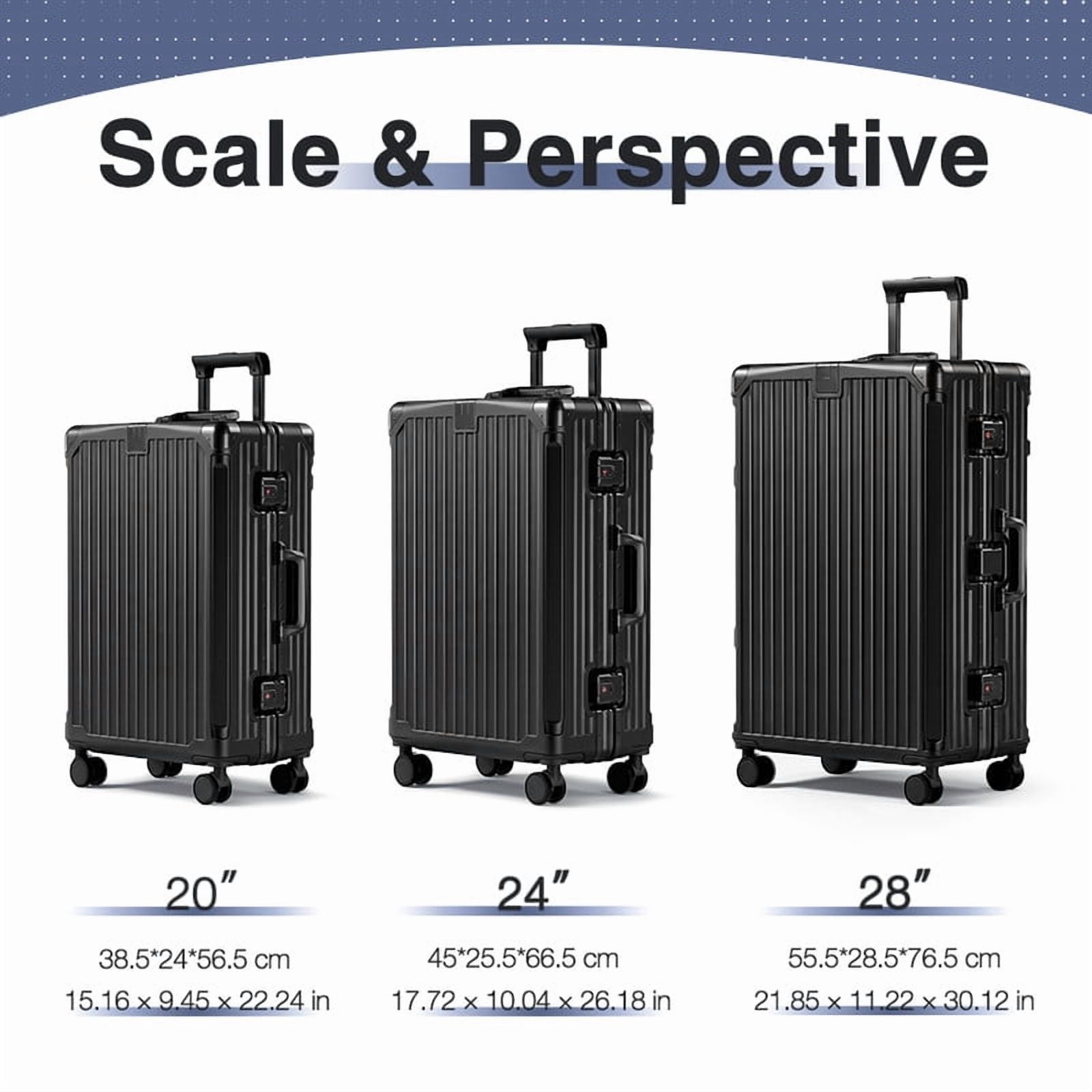 Luggage 28 inch Aluminium Frame PC ABS Hardside with Spinner Wheels PC+ABS Suitcase with TSA Lock 28 inch Carry on Luggage Silver