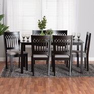 Baxton Studio Abigail Modern Beige Fabric and Dark Brown Finished Wood 6-Piece Dining Set