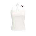 thumbnail image 4 of WEIWEN Halter Tank Tops for Women Tie Back Backless Cami Vest Summer Scoop Neck Sleeveless Workout Going Out Tops White, S, 4 of 6