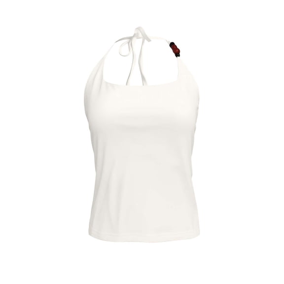 MEZZALL Women Solid Color Summer Sleeveless Beaded Collarless Tie Back Tank Tops With Sheer Back Revealing Halter Neck Sporty Casual Tops Birthday Ladies Camisole