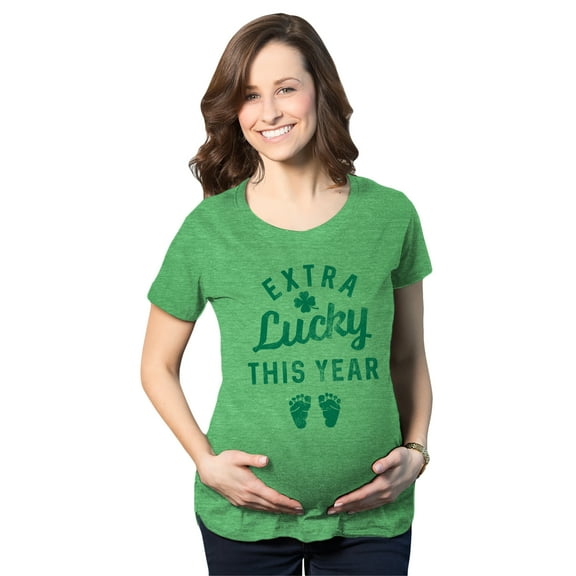 Maternity Extra Lucky This Year T Shirt Funny St Patricks Day Parade Novelty Pregnancy Tee