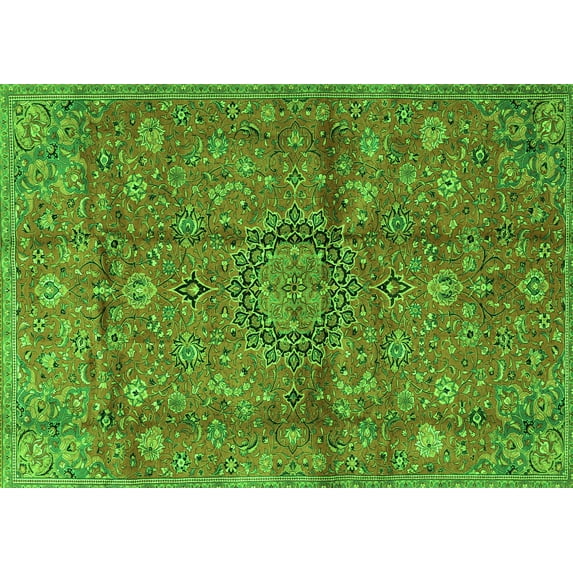 Ahgly Company Indoor Rectangle Medallion Green Traditional Area Rugs, 2' x 3'