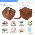 thumbnail image 2 of Thgonwid Cube Vegan Leather Pouf, 16.5" x 16.5" x 15.7", Brown, 2 of 7