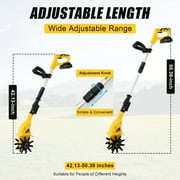 Electric Cordless Tiller Cultivator, Extendable Pole, 20V 250RPM, Rechargeable, 3.9in Rototiller for Garden
