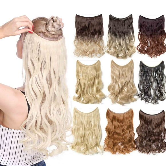 MesaSe Rallonges de Cheveux Invisibles à Fil, Miracle Secret, Ligne de Poisson Soyeuse, Lisses, Postiches Synthétiques