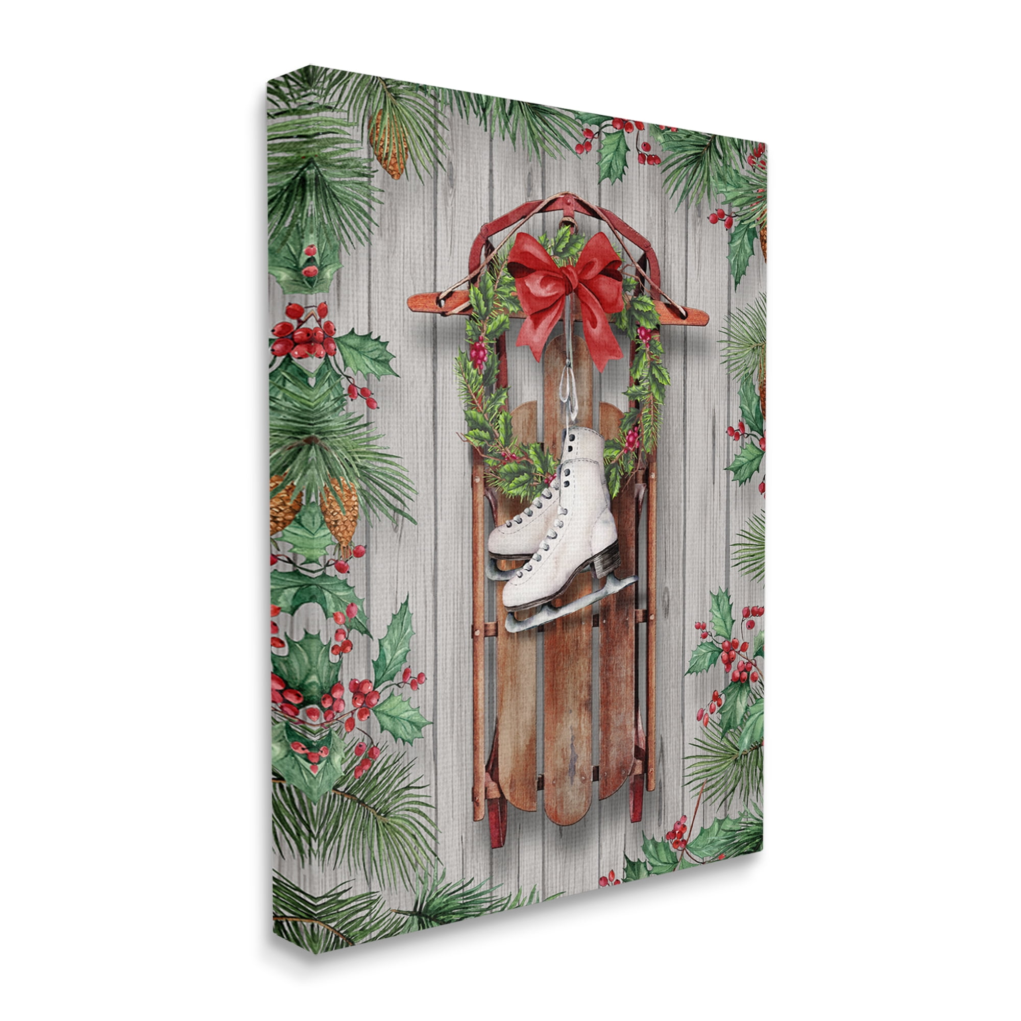 Stupell Industries Winter Ice Skates & Sled Holiday Painting Gallery Wrapped Canvas Art Print Wall Art, 16 x 20