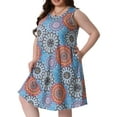 thumbnail image 2 of DARING DIVA Plus Size Floral Tank Sleeveless Boho Dress 2X Yellow Blue, 2 of 5
