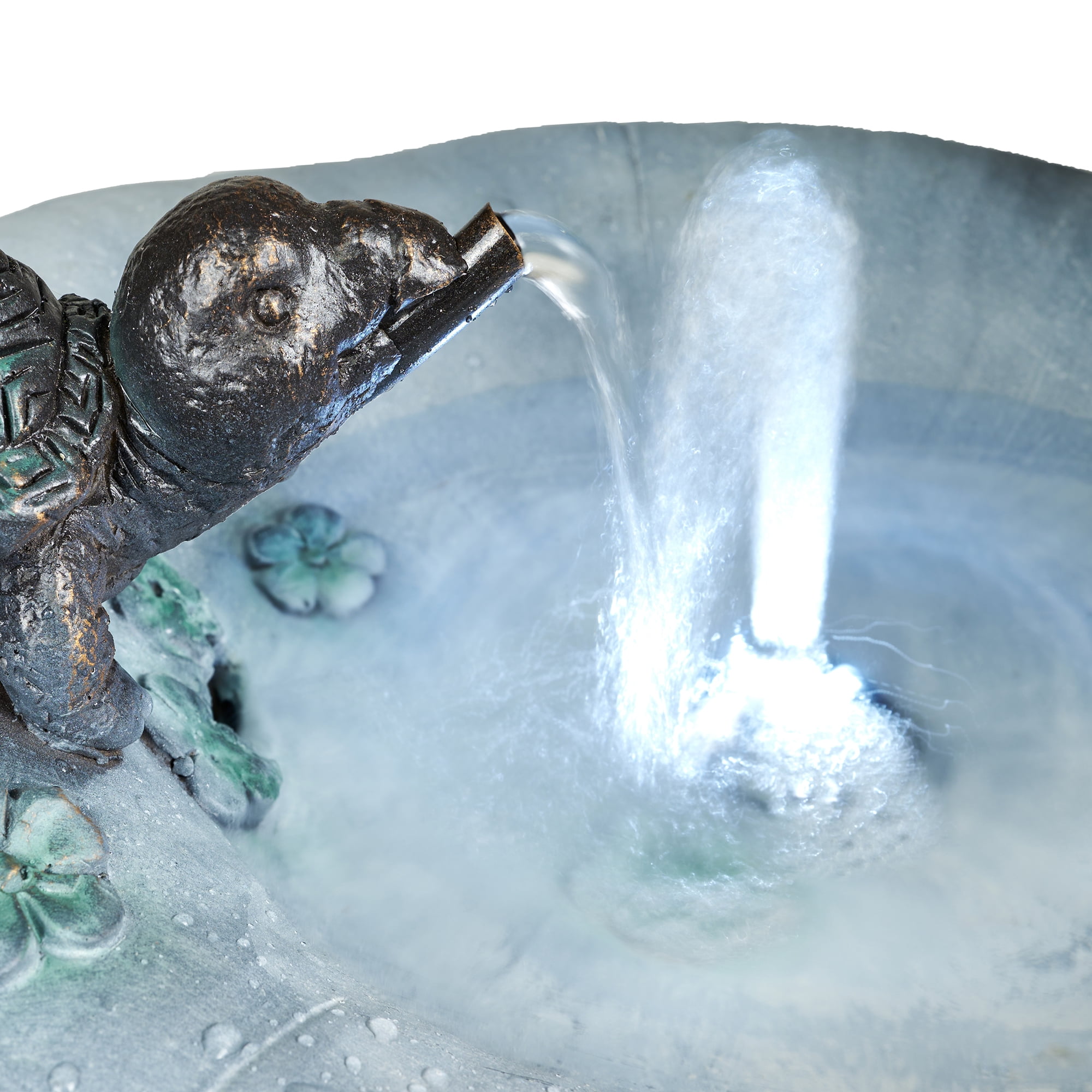 Girl Playing By Water Fountain with White LED
