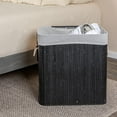 thumbnail image 3 of Household Essentials Bamboo Double Laundry Hamper with Rope Handles, Lid and Removable Machine Washable Laundry Bag, 39-Gallons, Black, 3 of 12