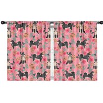 Blackout Kids Curtains,Shiba Inu Dog and Flower Floral Childrens Insulated Curtains Set Of 2,Bedroom Essentials,Toddler Room Decor 42x54in(106x137cm)