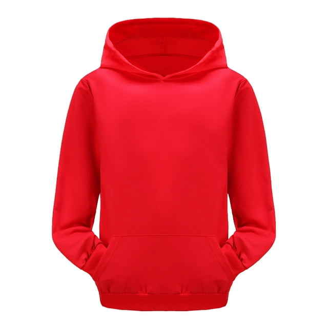 GDREDA Chandails à Capuche Classiques Solides pour Jeunes Chandails en Molleton à Capuche Douce pour Enfants (Rouge, 3-4 Ans)