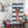 thumbnail image 3 of Independence Day Bow Shower Curtain, 72" x 84", 4th of July American Flag Star Blue Stripe Waterproof Bathroom Curtain Washable Shower Curtain Set with 12 Hooks, 3 of 9