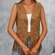 thumbnail image 1 of Chaquetas y abrigos casuales sin mangas y sin capucha para mujer, con flecos lisos, remaches de gamuza sintética, sin mangas, con borlas, estilo años 70, chaqueta, trajes occidentales, abrigo para muj, 1 of 6