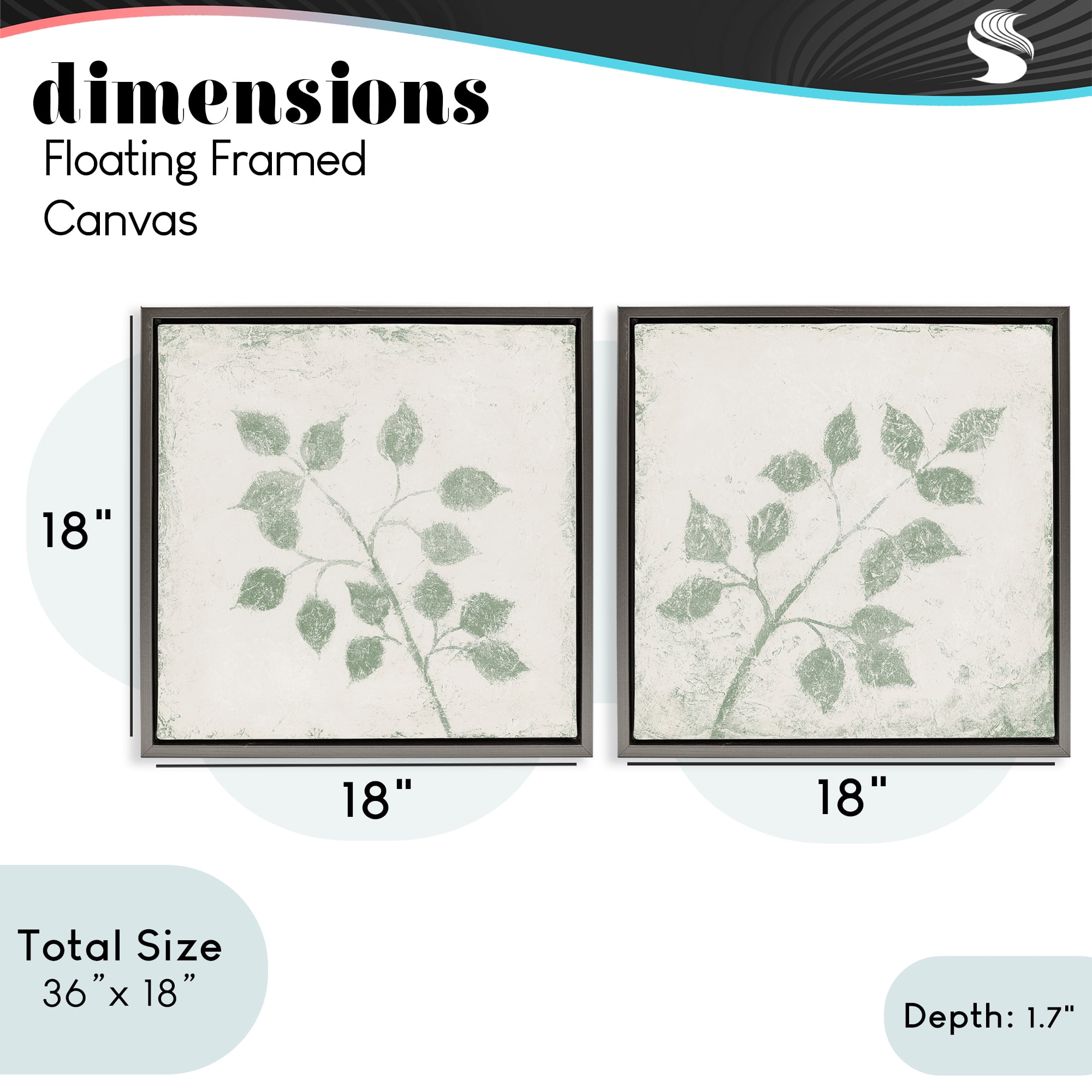 Stupell Industries November Leaves Soft Plants 2 Piece Gray Framed Floater Canvas Set, design by Michael Marcon