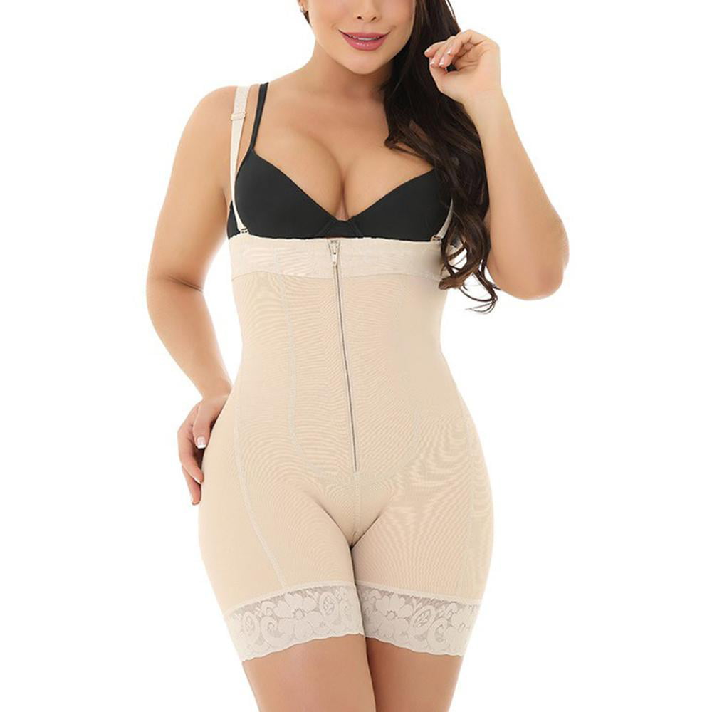 SLIMBELLE® Bodysuit For Women Full Body Shaper Firm Tummy Control Open Bust Shapewear Slimming Underwear Thigh Slimmer Waist Trainer Black Beige